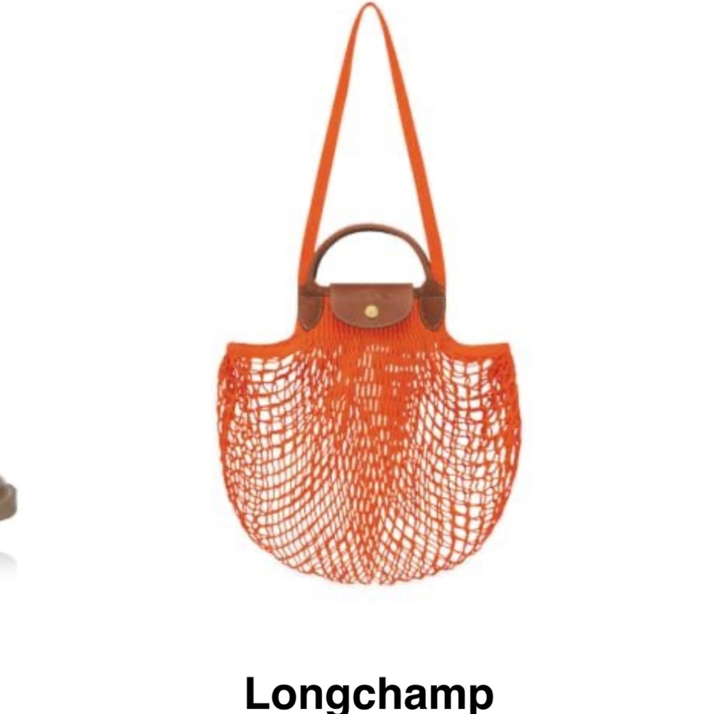 Longchamp Large Le Pliage Filet Knit Mesh Bag- Orange